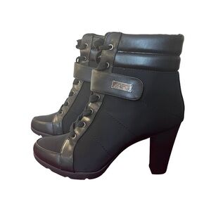 Anne Klein Sport Black Buckle & Lace Up Ankle Boots/Booties, Women’s 8 1/2